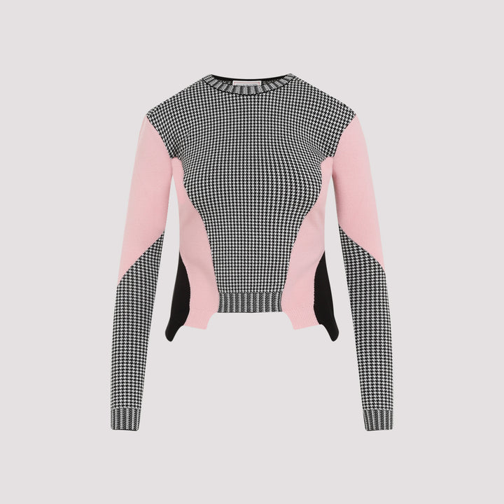 Black White Pink Wool Pullover-0