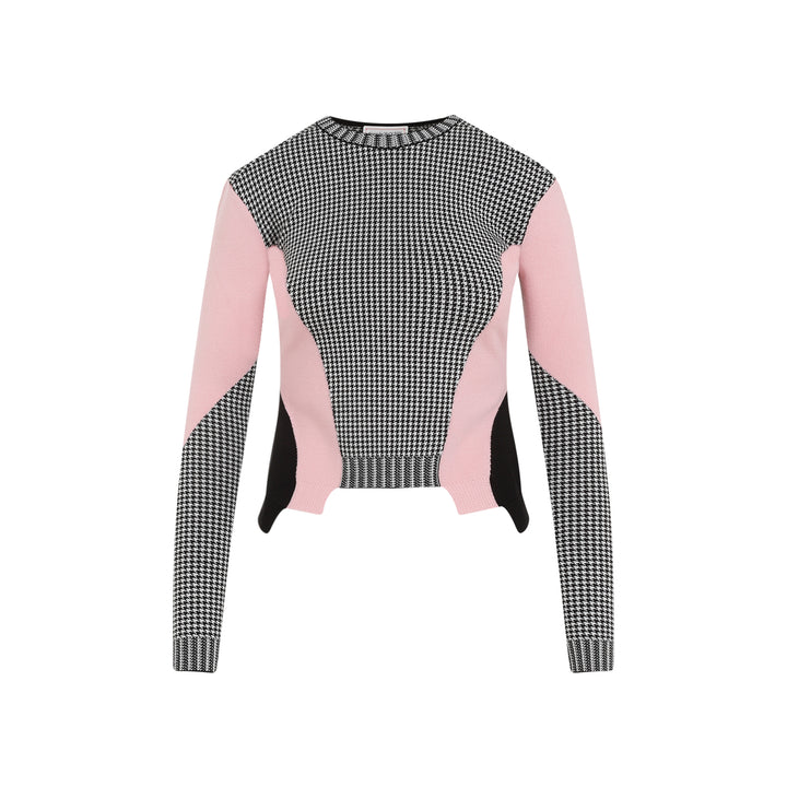 Black White Pink Wool Pullover-1