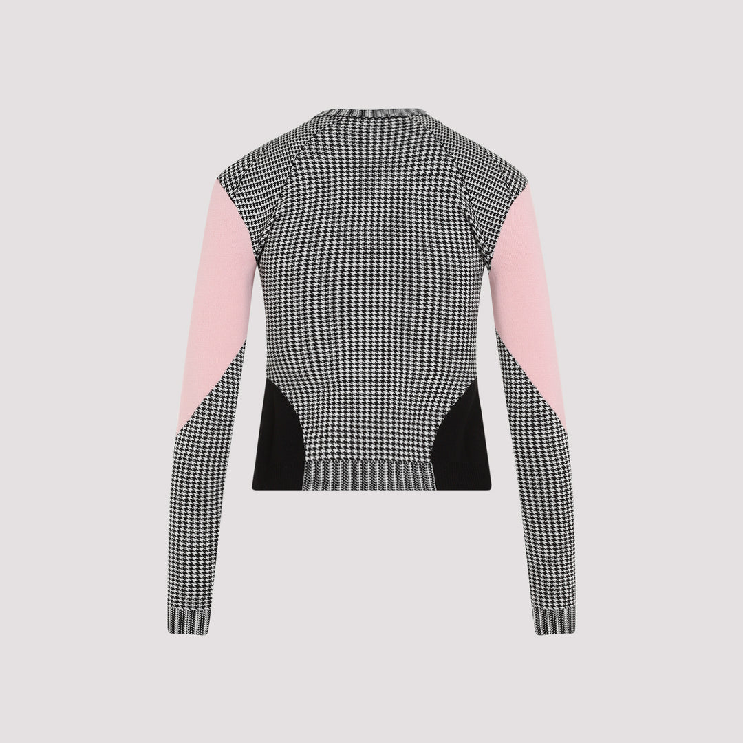 Black White Pink Wool Pullover-3