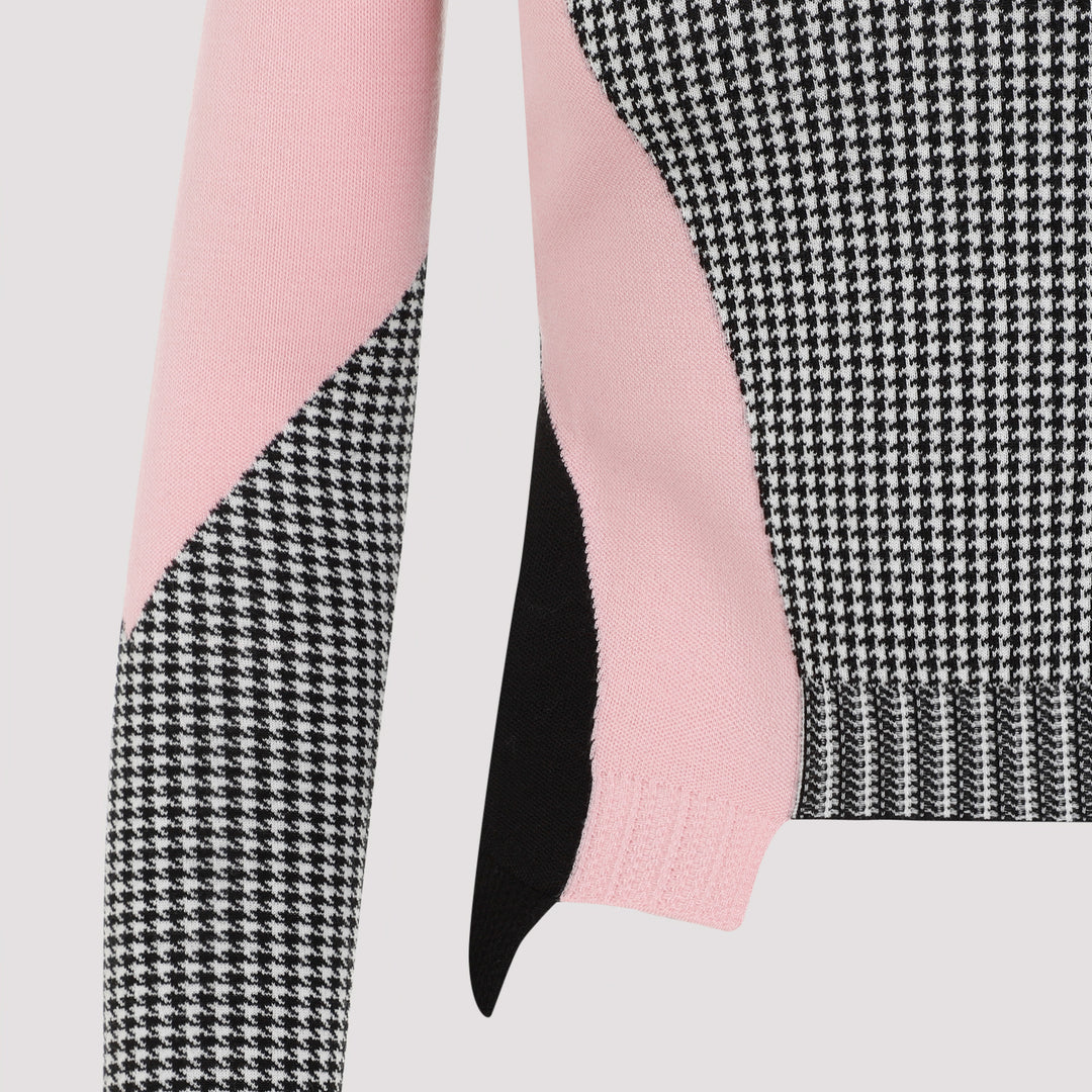 Black White Pink Wool Pullover-4