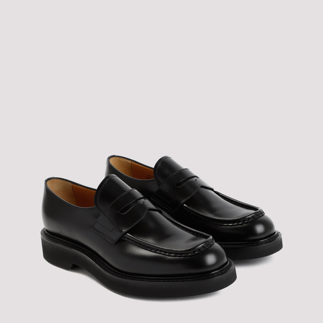 Black Calf Leather Lynton Loafers-4