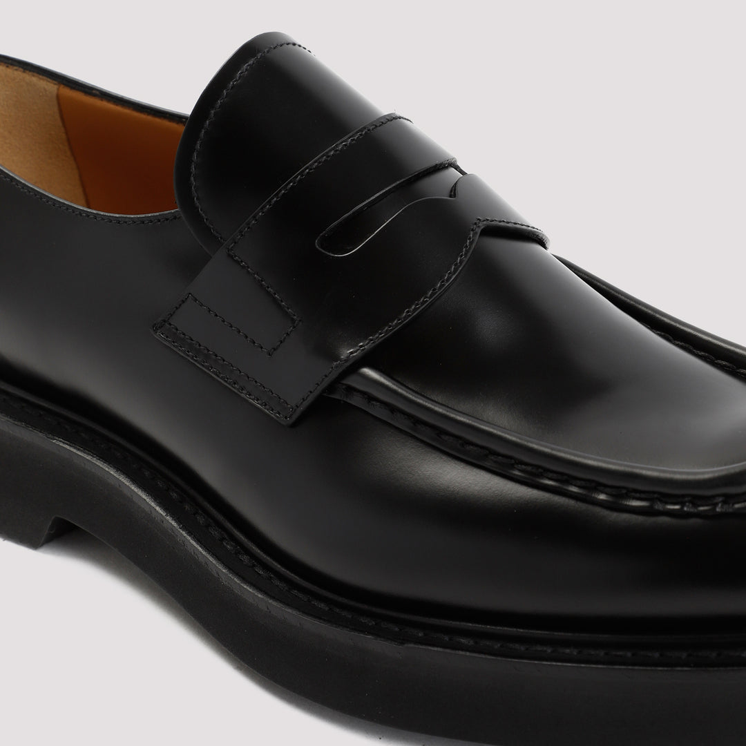 Black Calf Leather Lynton Loafers-5