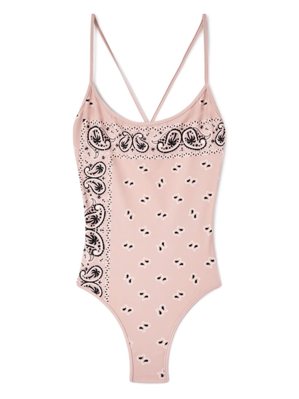 paisley-print criss-cross swimsuit-0