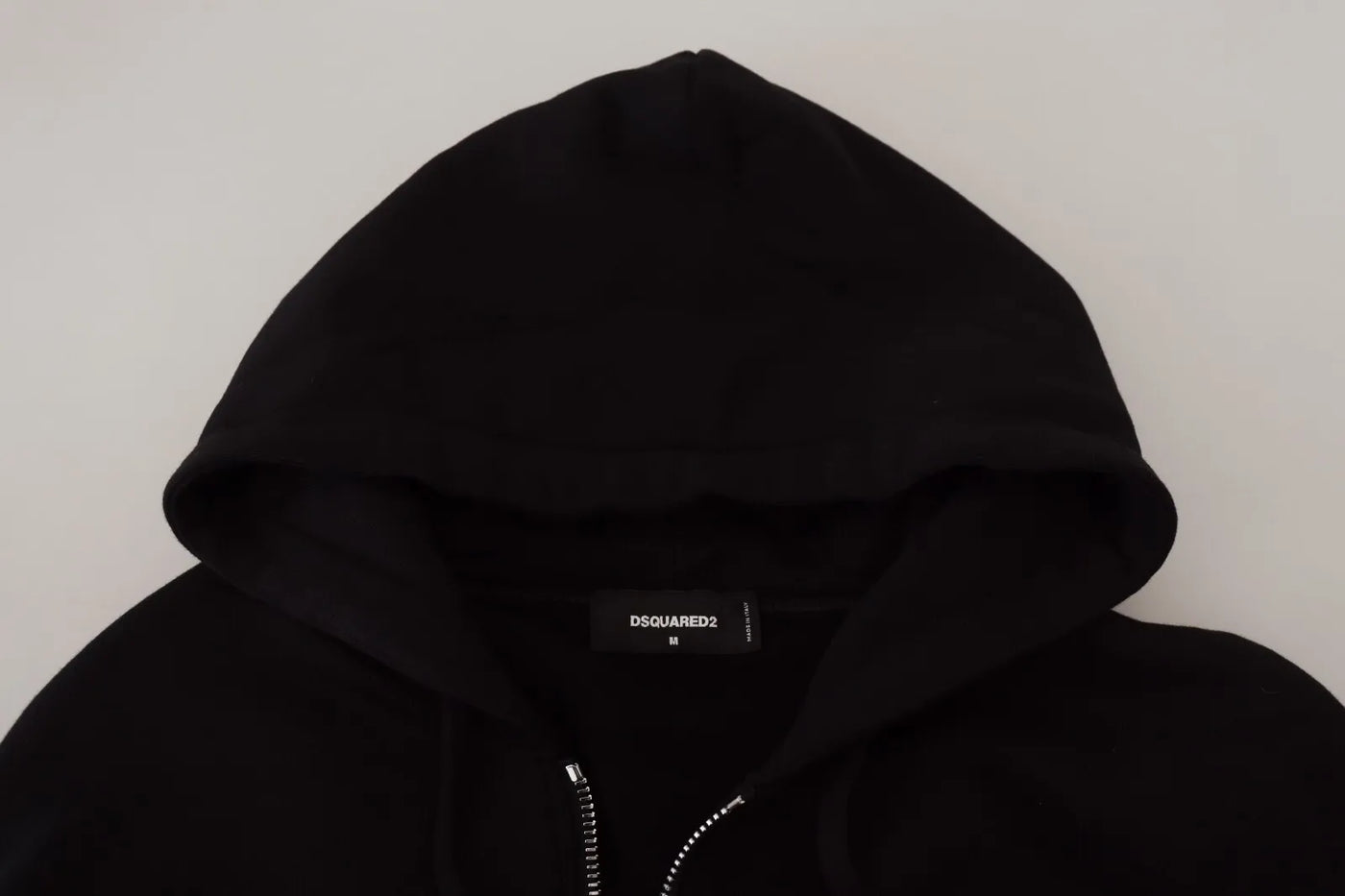 Dsquared² Black Hooded Full Zip Printed Sleeves Sweater