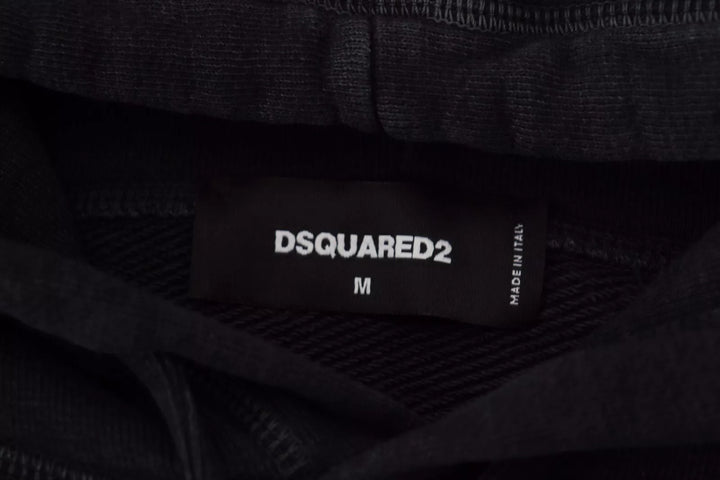 Dsquared² Black Cotton Hooded Printed Men Pullover Sweater