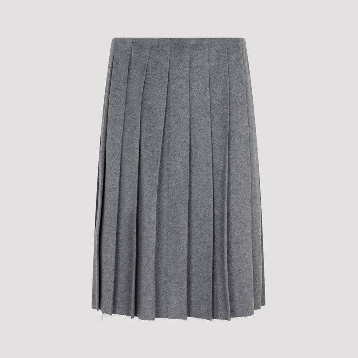 Gray Wool and Cashmere pleated Skirt-2