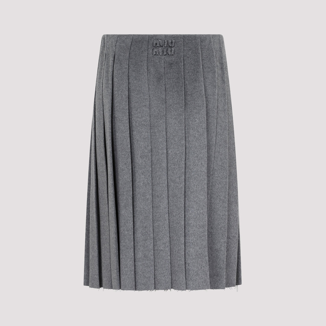 Gray Wool and Cashmere pleated Skirt-3