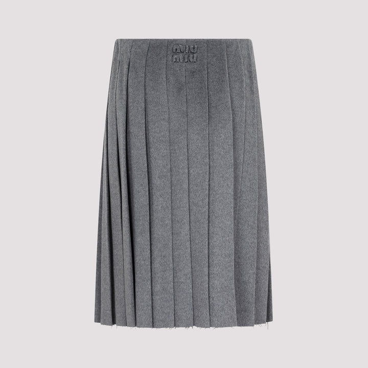 Gray Wool and Cashmere pleated Skirt-3