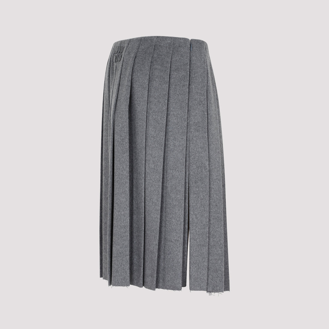 Gray Wool and Cashmere pleated Skirt-4