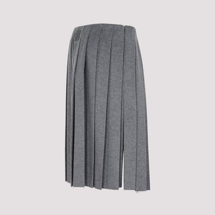 Gray Wool and Cashmere pleated Skirt-4