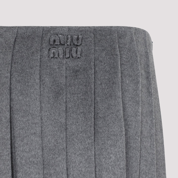 Gray Wool and Cashmere pleated Skirt-5