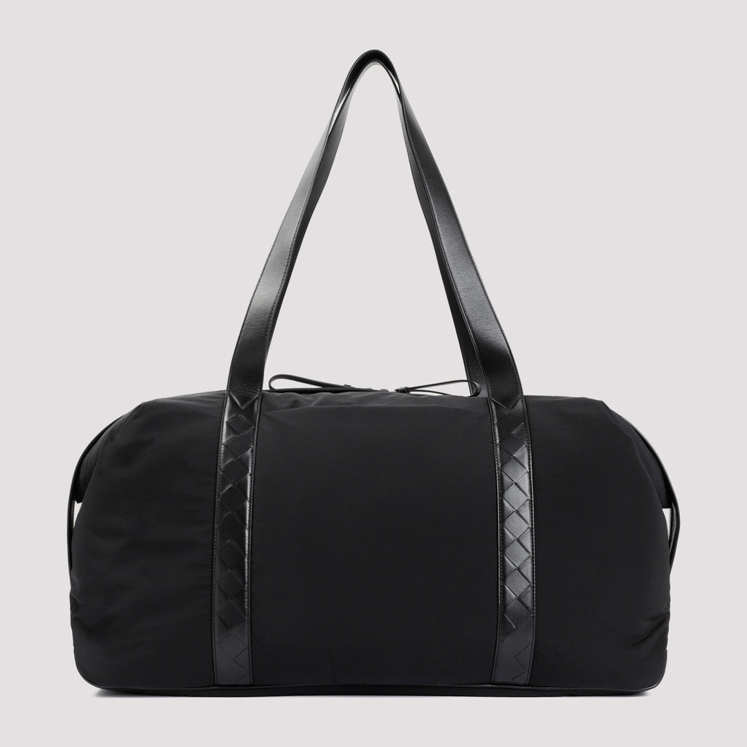 Black Silver Weekender Nylon Large Bag-3