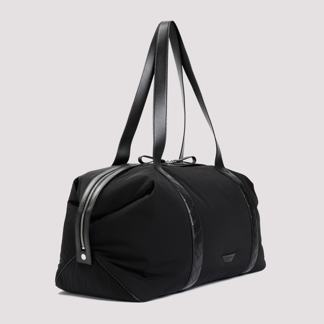 Black Silver Weekender Nylon Large Bag-4