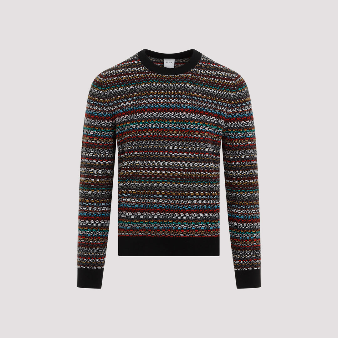 Multi Colored Merino Wool Crew Neck-0