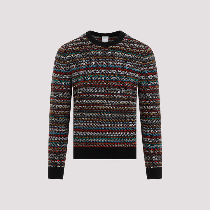 Multi Colored Merino Wool Crew Neck-0