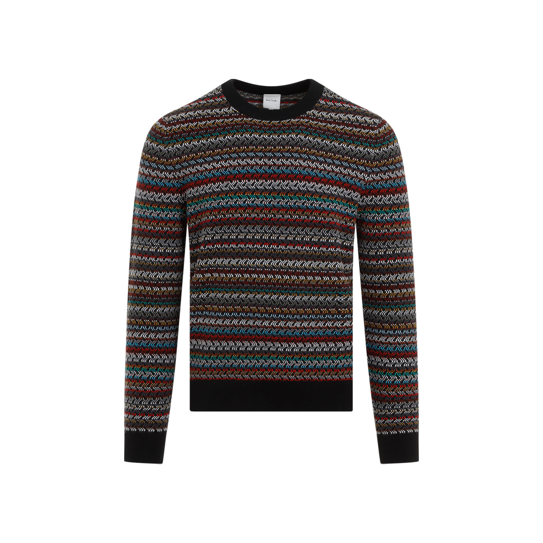 Multi Colored Merino Wool Crew Neck-1