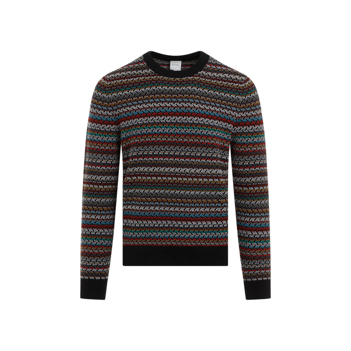 Multi Colored Merino Wool Crew Neck-1