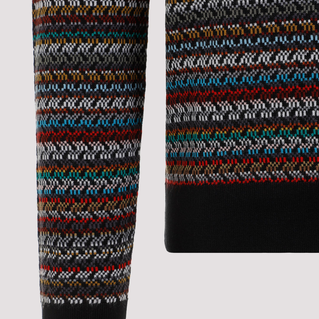 Multi Colored Merino Wool Crew Neck-4