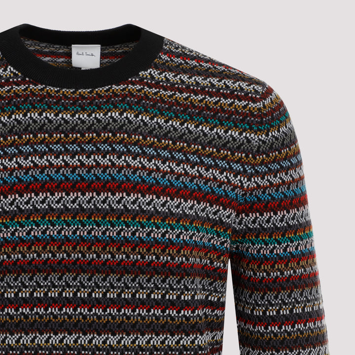 Multi Colored Merino Wool Crew Neck-5