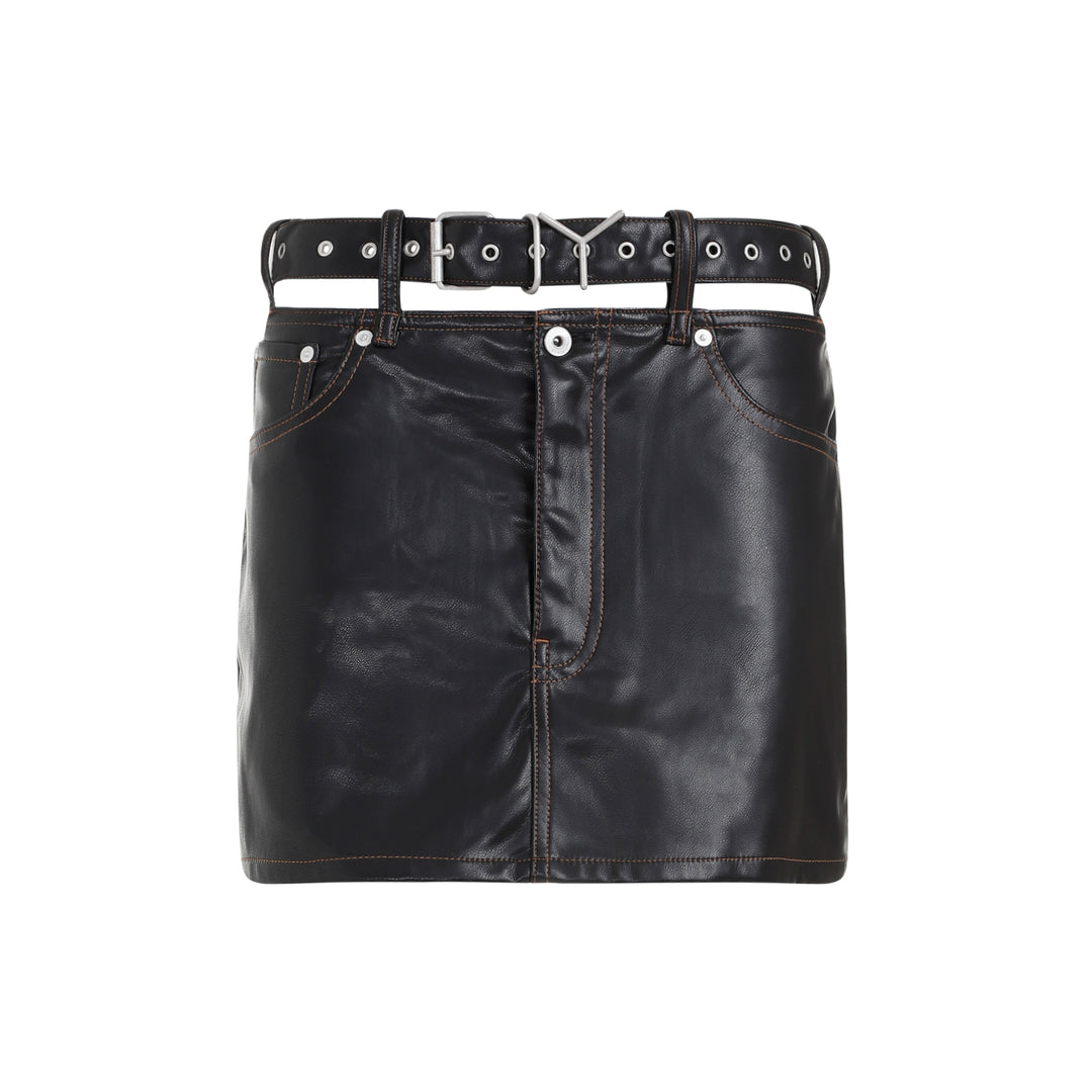 Black Belt Polyester Mini Skirt-1