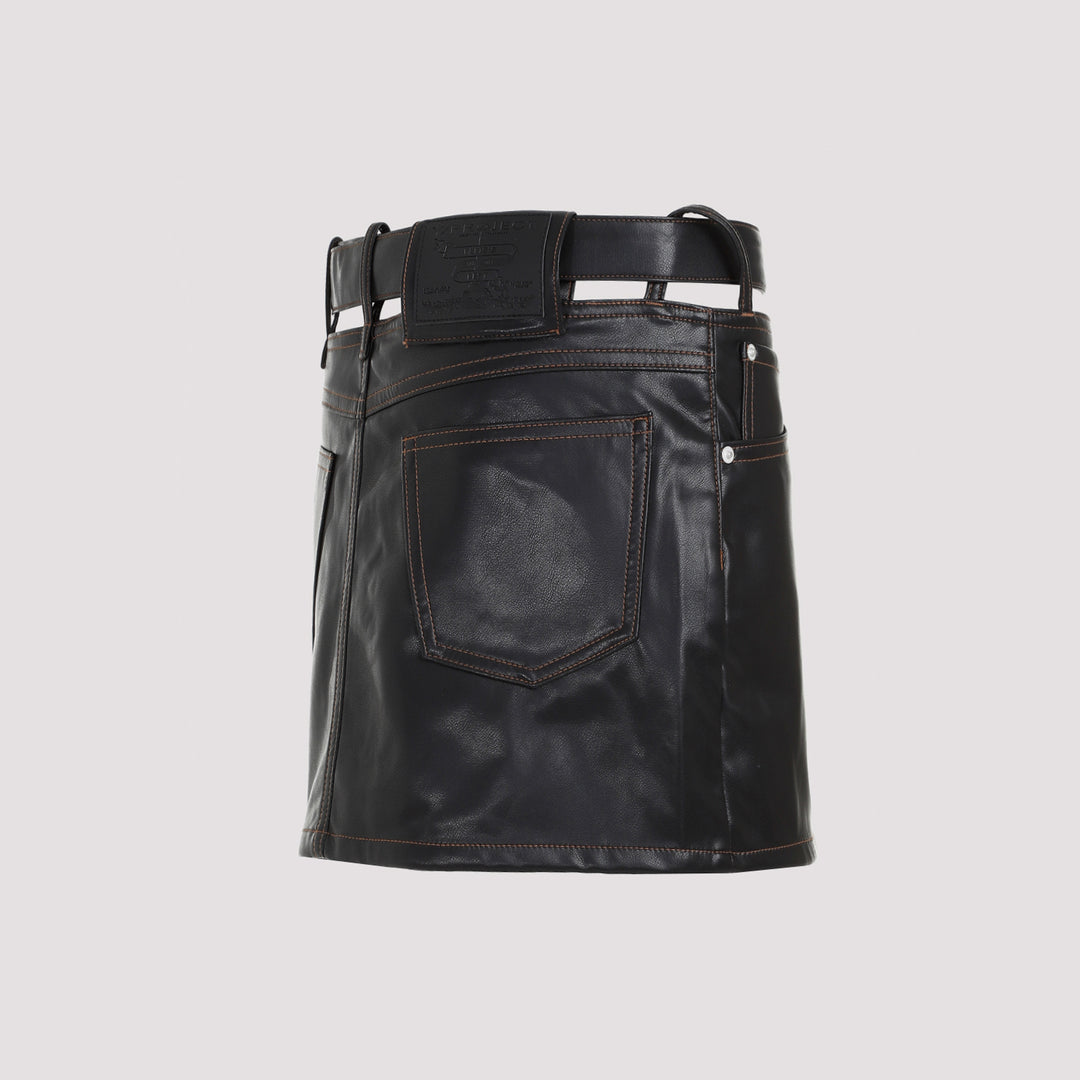 Black Belt Polyester Mini Skirt-4