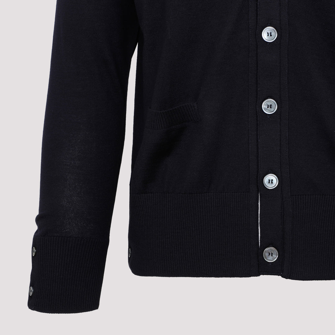 Navy Wool Buttoned Cardigan-10