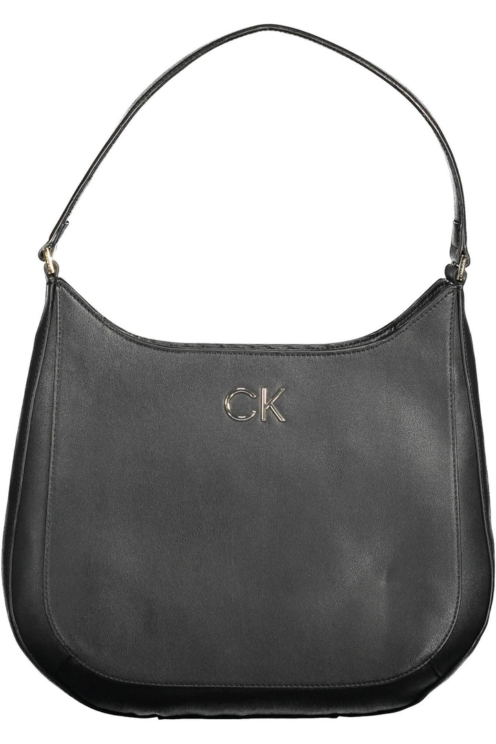 Elegant Black Shoulder Bag with Zip Closure