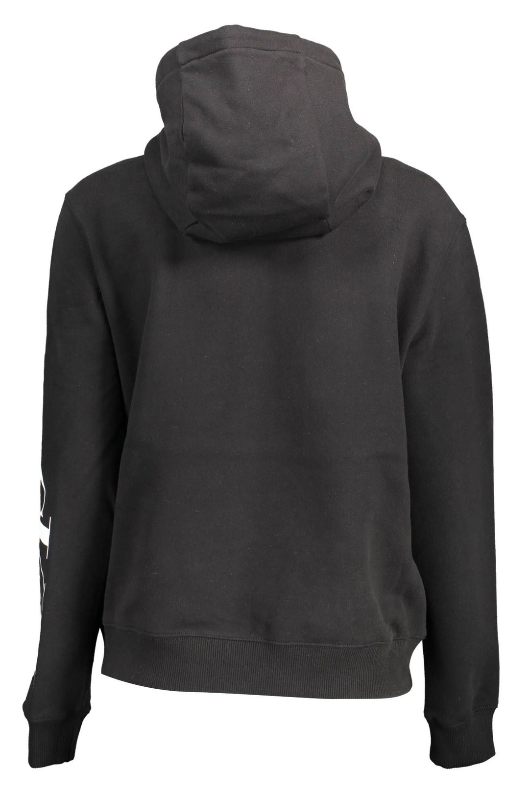 Sleek Black Cotton Hoodie with Bold Print