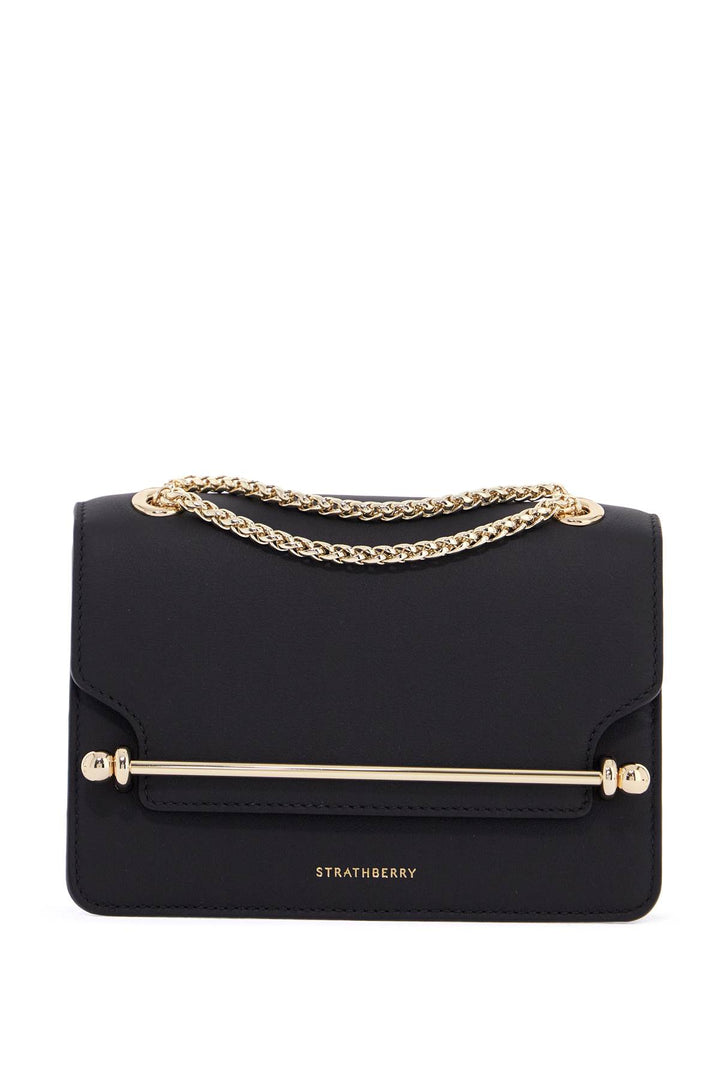 black east/west mini calfskin bag with gold chain-0