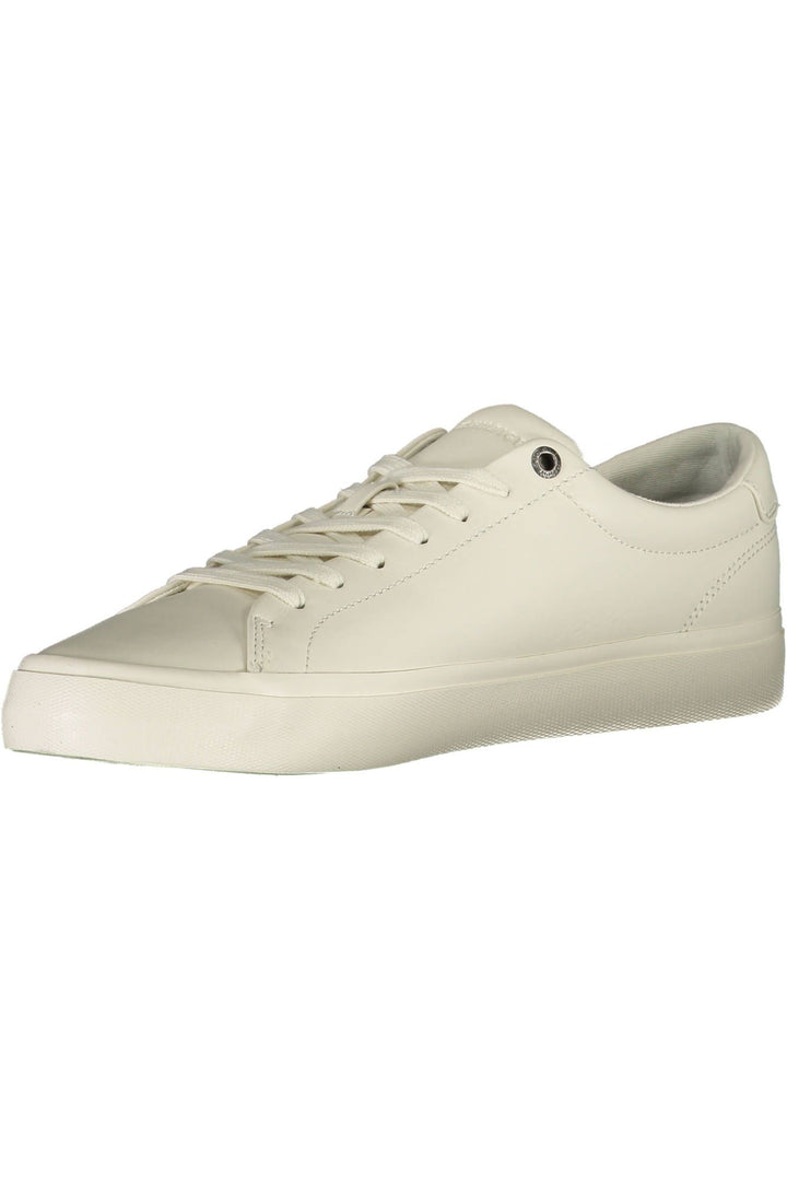 Elegant White Lace-Up Sneakers with Logo Detail