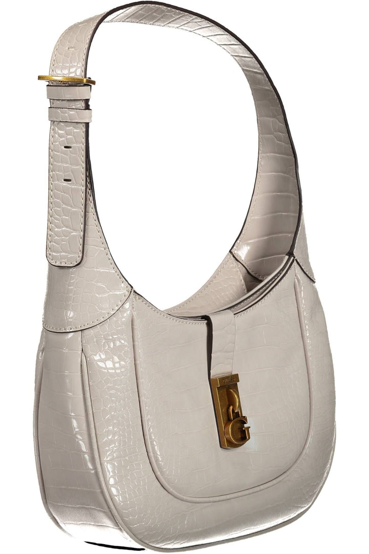 Chic Gray Shoulder Bag with Contrasting Details