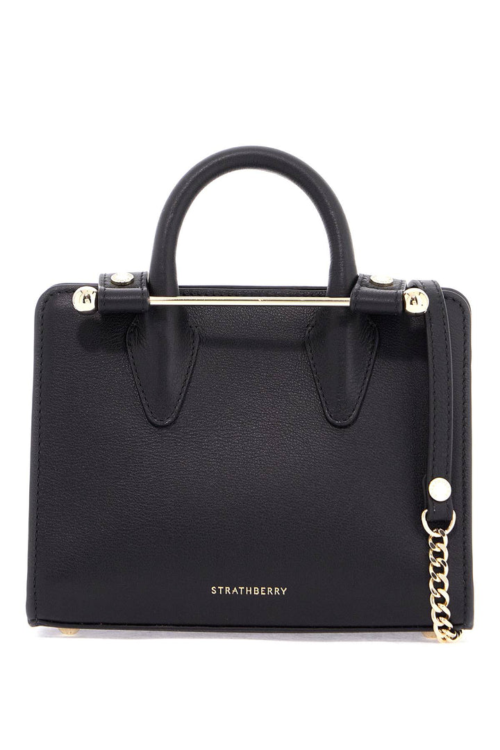 mini tote in black calfskin with removable shoulder strap-0