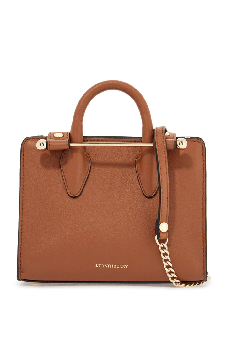 nano tote in chestnut calf leather-0