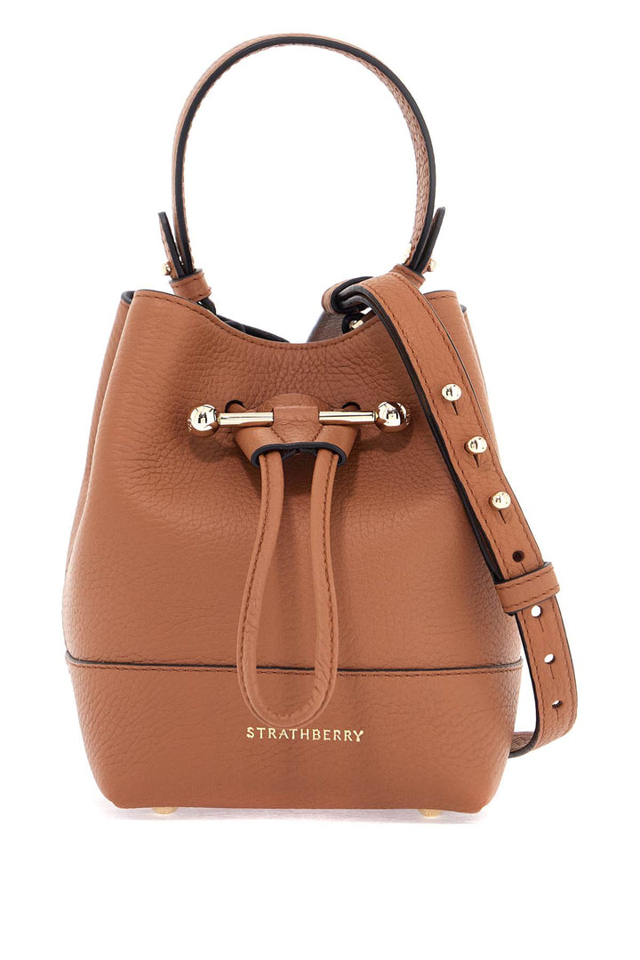 tan leather bucket bag with adjustable strap-0