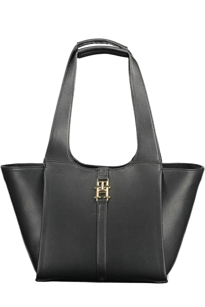 Chic Black Snap Closure Shoulder Bag