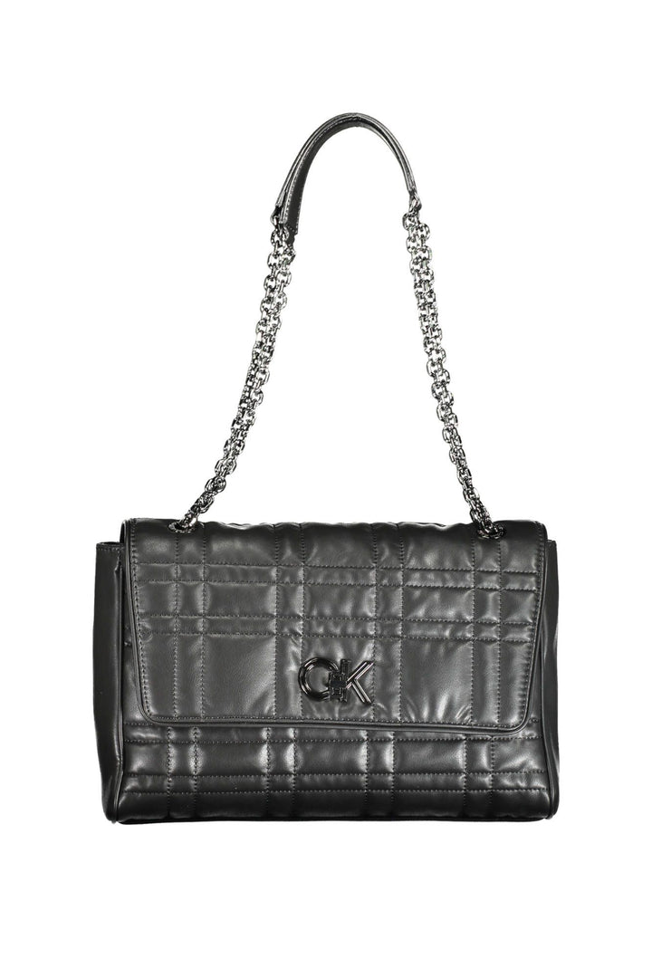 Elegant Black Chain-Handle Bag with Twist Lock