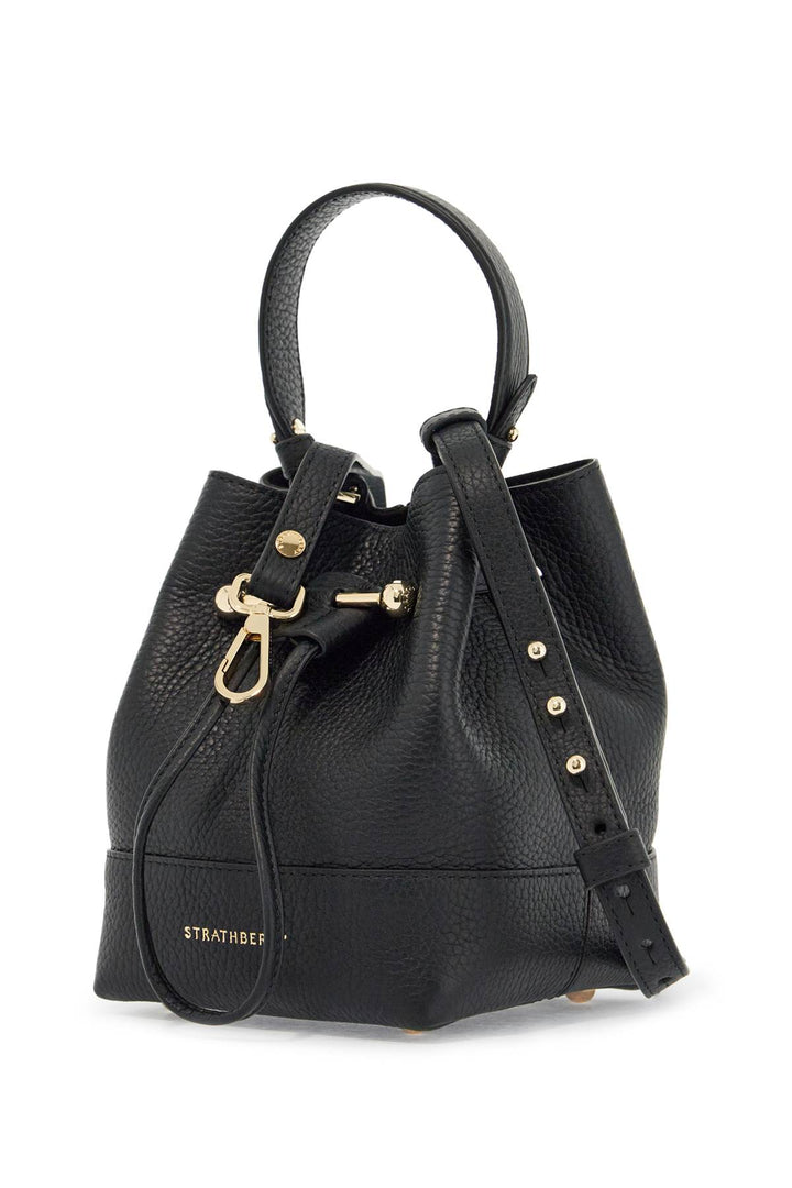 black calfskin bucket bag with hammered finish and drawstring closure-2