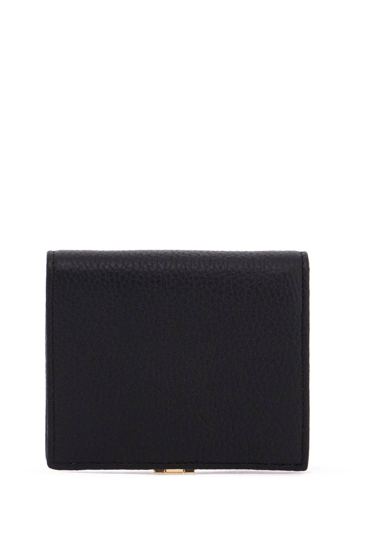 crescent wallet in black calfskin with zip pocket-2