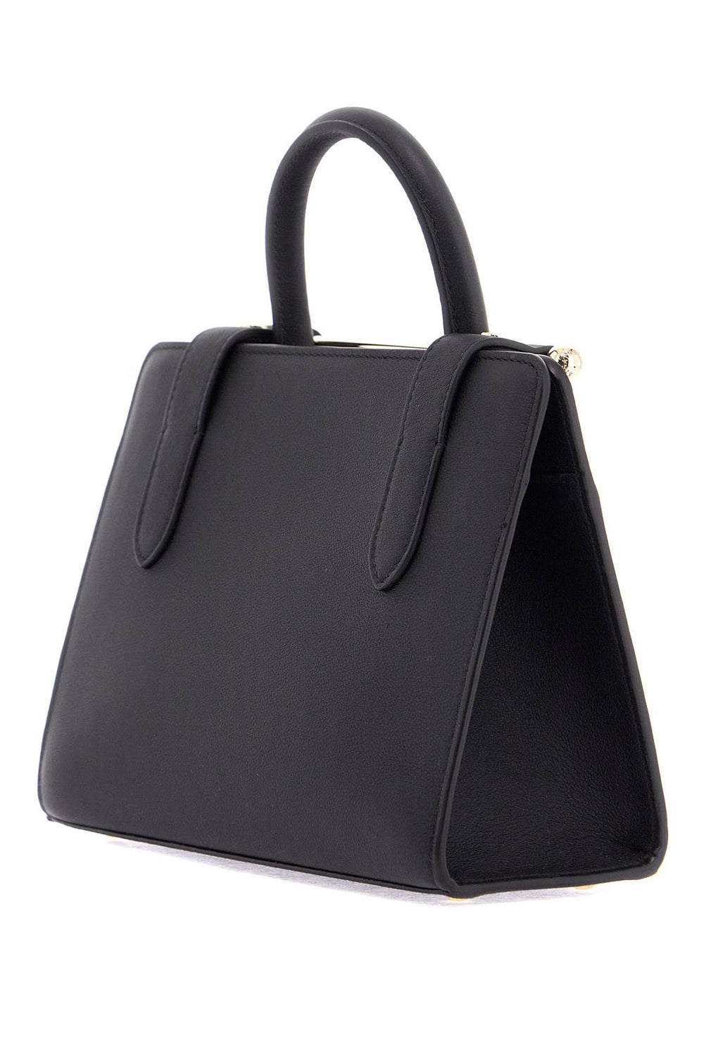 mini tote structured in black leather with gold details-1