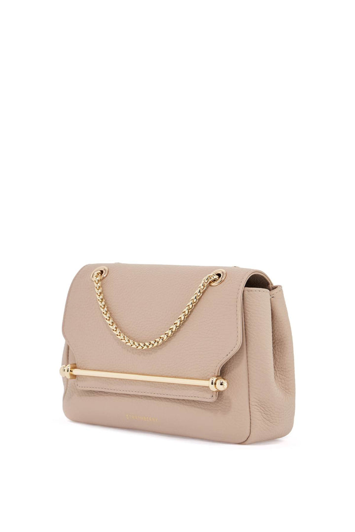 mini horizontal bag in calf leather in oat color with gold metal detail-2