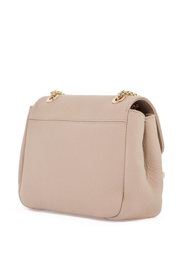 mini horizontal bag in calf leather in oat color with gold metal detail-1