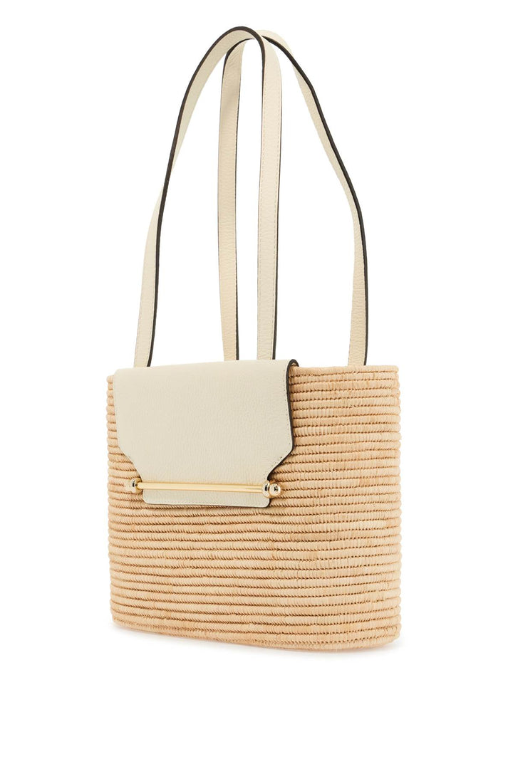 large vanilla raffia basket bag with leather finishes-1