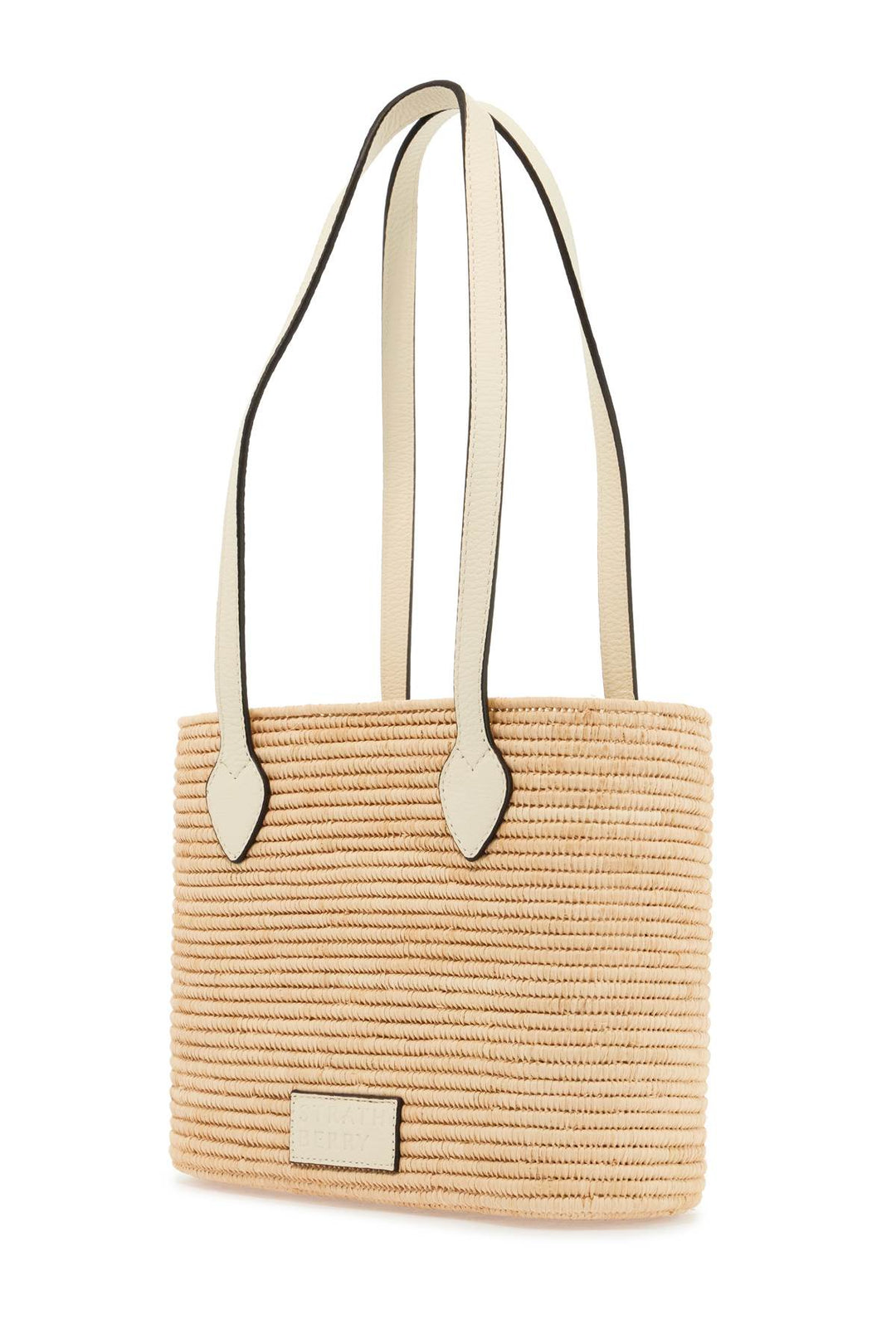 large vanilla raffia basket bag with leather finishes-2