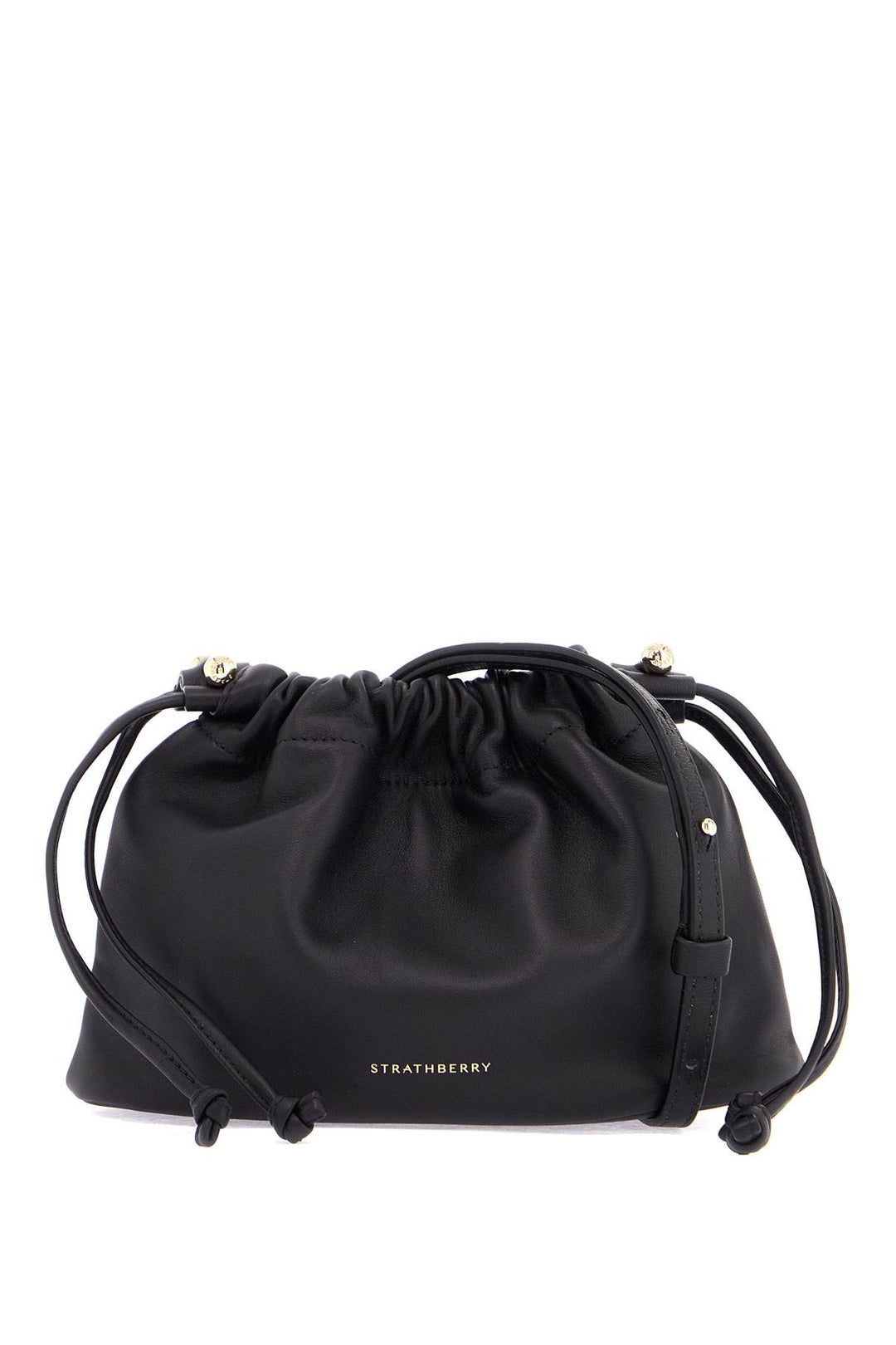 black lambskin bucket bag with drawstring-0