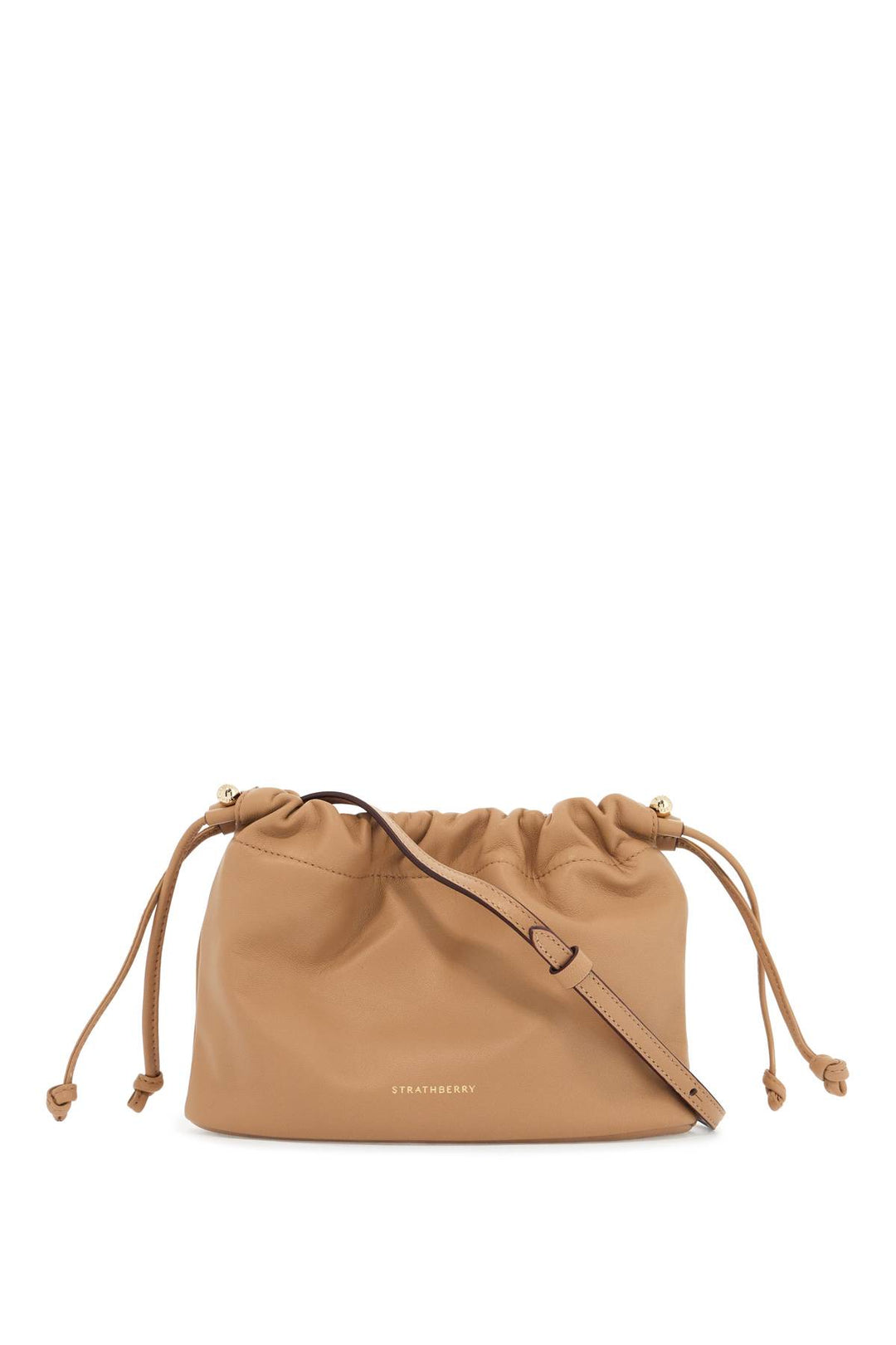 charlotte bucket bag in caramel nappa with drawstring and shoulder strap-0