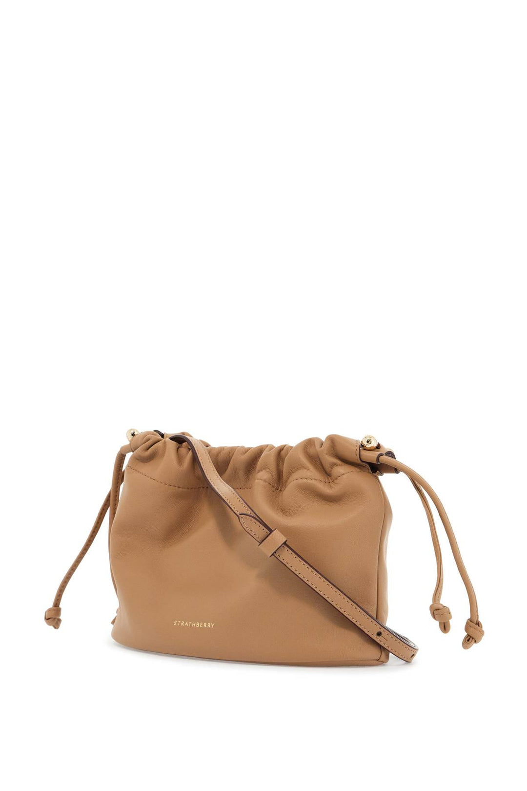 charlotte bucket bag in caramel nappa with drawstring and shoulder strap-2