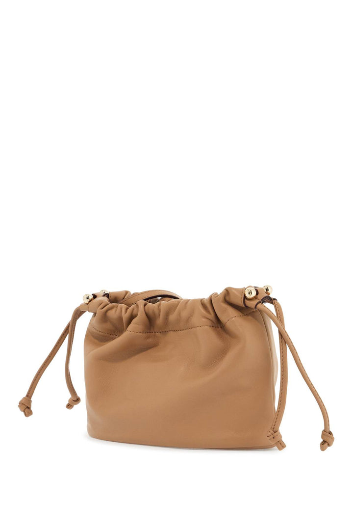 charlotte bucket bag in caramel nappa with drawstring and shoulder strap-1