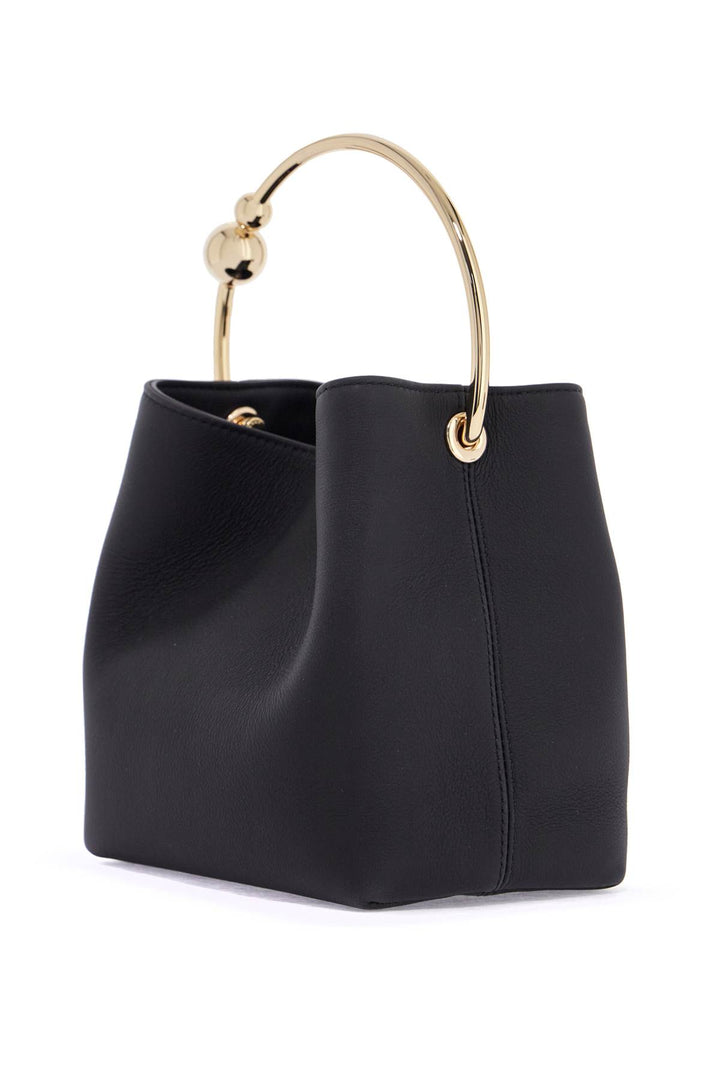 black calfskin bag with golden circular handle-1