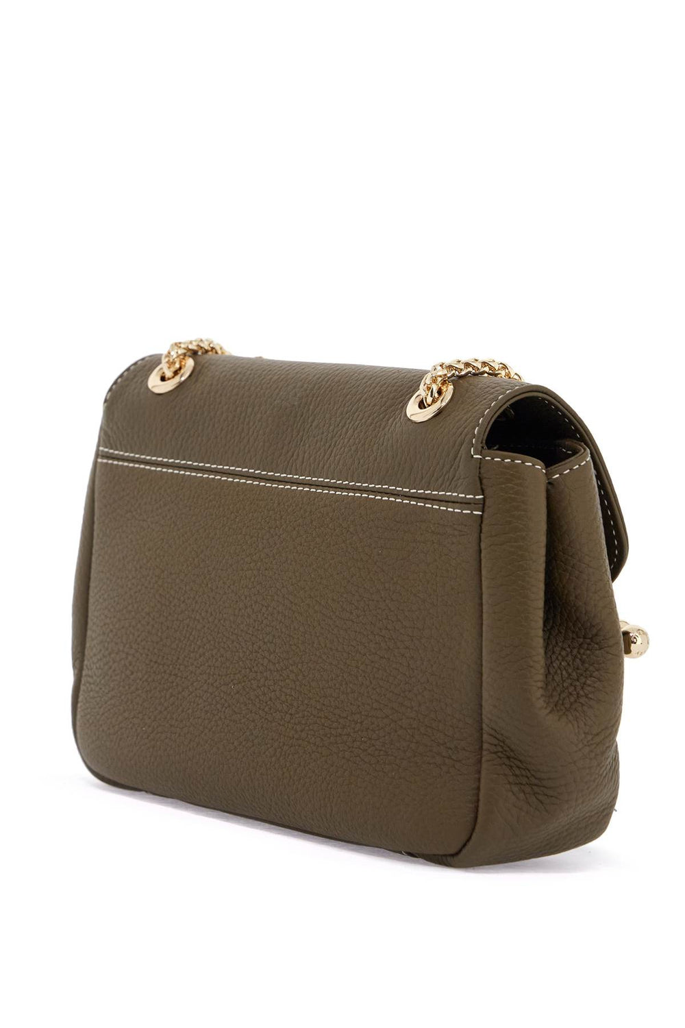 khaki east/west soft mini calfskin bag with golden details-1