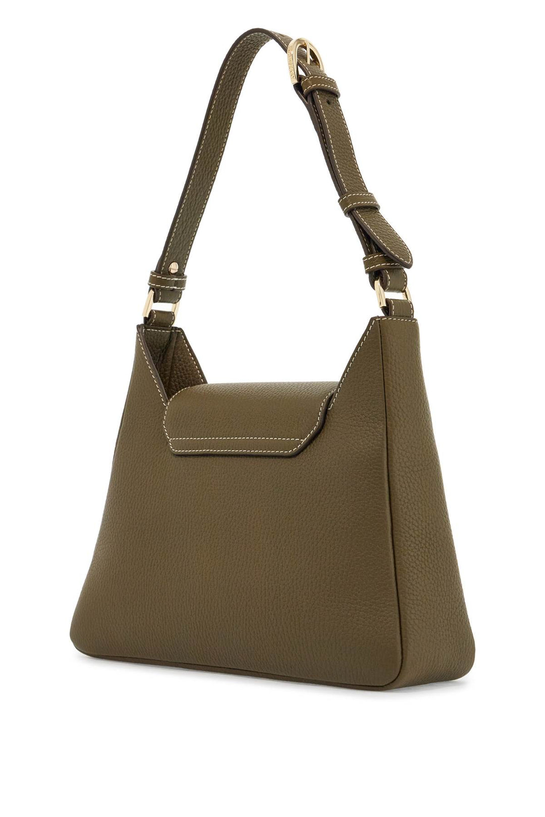 khaki leather hobo bag with adjustable strap-1